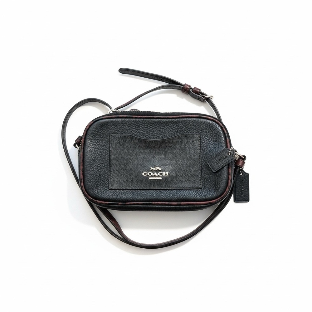 Coach Black Pebbled Leather Camera Crossbody Bag